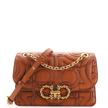 Salvatore Ferragamo Gancini Turnlock Flap Bag Gancini Quilted Leather Small