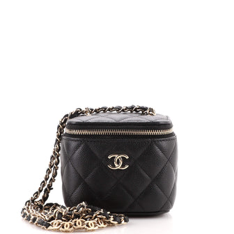 Chanel Classic Vanity Case with Chain Quilted Caviar Mini