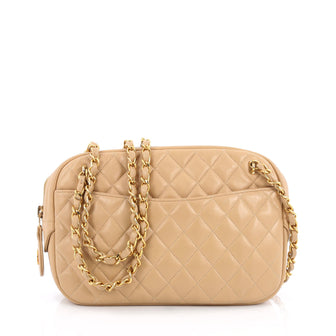 Chanel Vintage Camera Bag Quilted Leather Medium Neutral