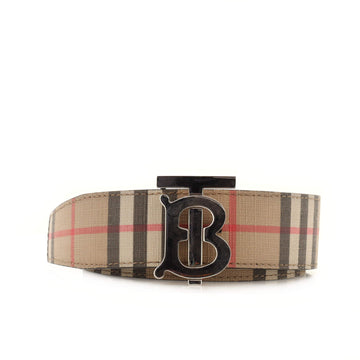 Burberry TB Reversible Belt Vintage Check Coated Canvas and Leather Wide