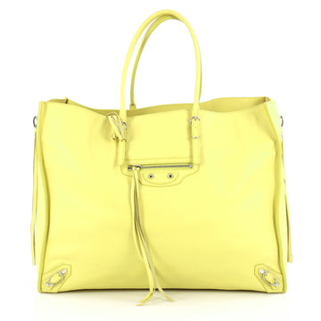 Balenciaga Papier A4 Zip Around Classic Studs Handbag Leather Green 1973701