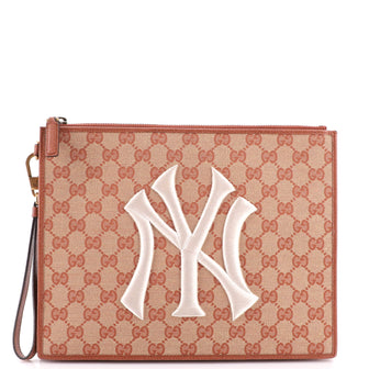 Gucci MLB Zip Pouch GG Canvas with Applique Medium