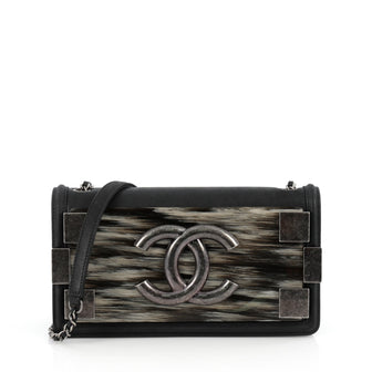 Chanel Boy Brick Flap Bag Iridescent Calfskin and Plexiglass Horizontal Black