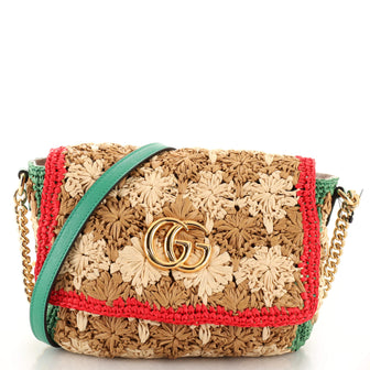 Gucci GG Marmont Flap Bag Raffia Small