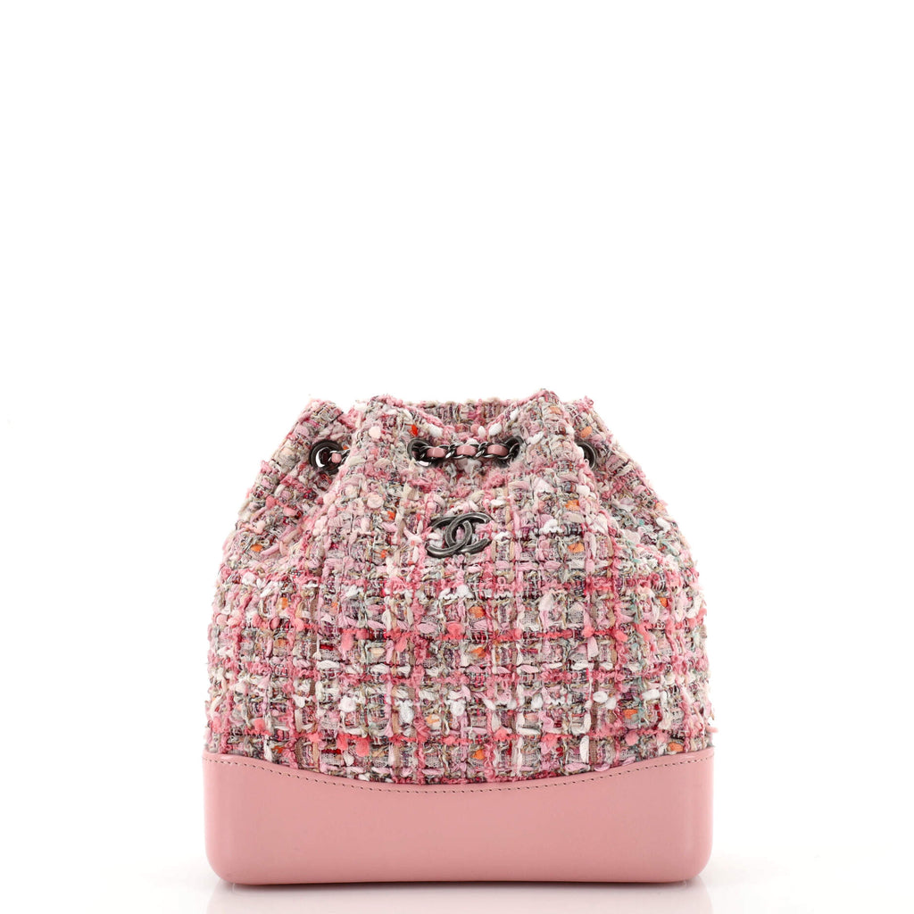 Chanel Gabrielle Backpack Quilted Tweed Small Pink 1974092
