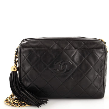 Chanel Vintage Diamond CC Camera Bag Quilted Leather Medium