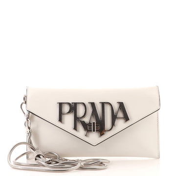 Prada Envelope Logo Clutch Spazzolato Leather