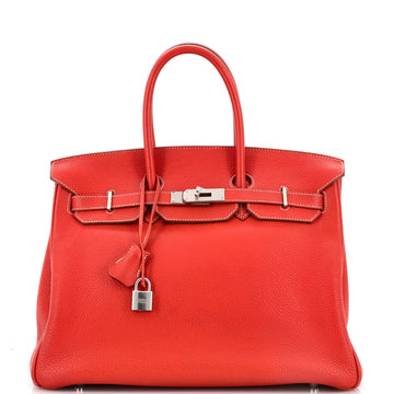 Hermes Birkin Handbag Red Togo with Palladium Hardware 35