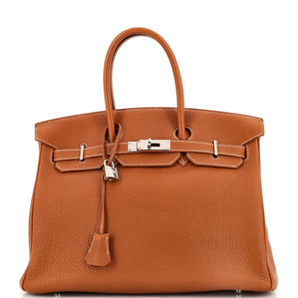 Hermes Birkin Handbag Brown Togo with Palladium Hardware 35