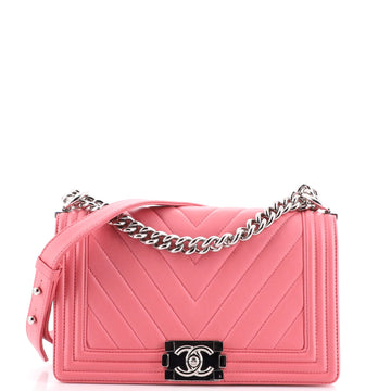 Chanel Boy Flap Bag Chevron Lambskin Old Medium