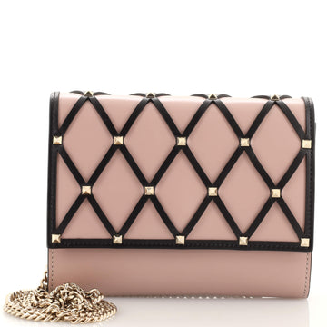 Valentino Garavani Rockstud Beehive Wallet on Chain Quilted Leather