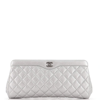 Chanel CC Frame Clutch Quilted Caviar Large
