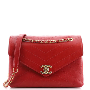 Chanel Envelope Compartment Flap Bag Chevron Calfskin Medium