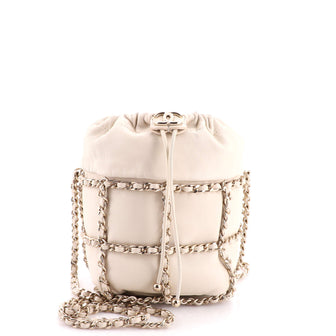 Chanel Chain Frame CC Drawstring Bucket Bag Lambskin Mini
