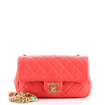 Chanel Pearl Samba Resin Chain Flap Bag Quilted Lambskin Mini
