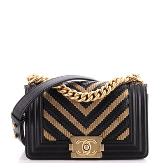 Chanel Boy Flap Bag Braided Chevron Calfskin and Lambskin Small