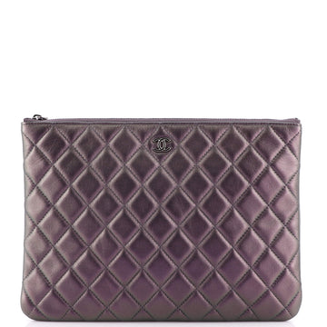 Chanel O Case Clutch Quilted Iridescent Lambskin Medium