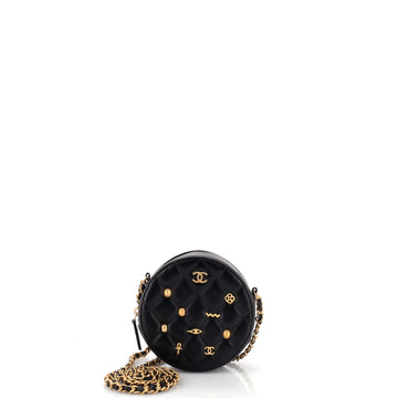 Chanel Egyptian Amulet Round Chain Clutch Quilted Calfskin Mini