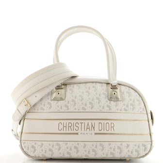 Christian Dior Vibe Zip Bowling Bag Oblique Perforated and Embossed Calfskin Medium