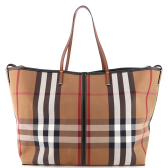 Burberry Beach Tote Vintage Check Canvas XL