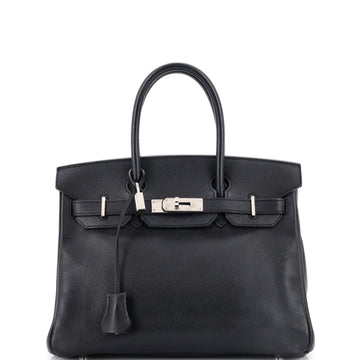 Hermes Birkin Handbag Black Epsom with Palladium Hardware 30