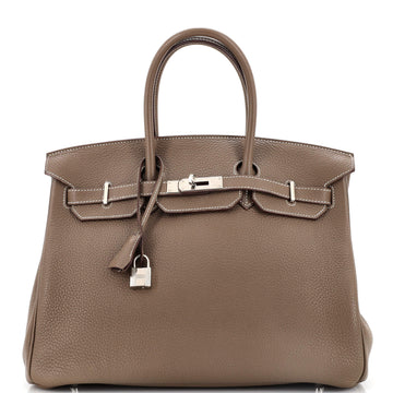 Hermes Birkin Handbag Grey Togo with Palladium Hardware 35