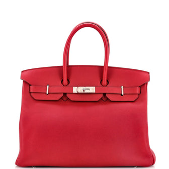 Hermes Birkin Handbag Red Epsom with Palladium Hardware 35