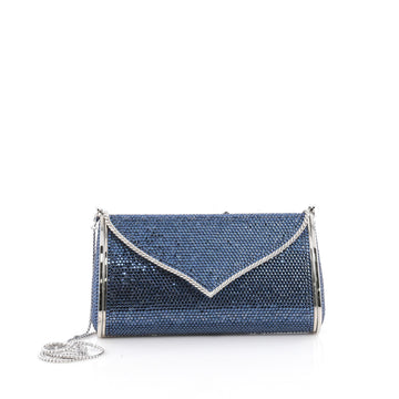Judith Leiber Envelope Flap Minaudiere Crystal Long Blue 1974606