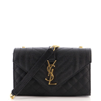 Saint Laurent Classic Monogram Envelope Satchel Mixed Matelasse Leather Small
