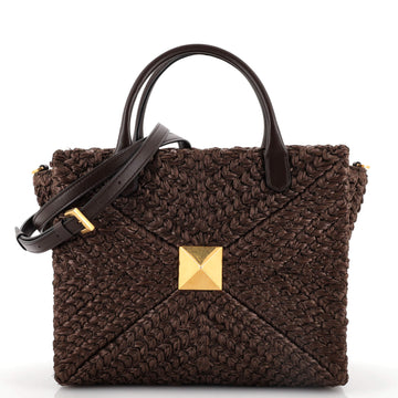Valentino Garavani One Stud Top Handle Bag Raffia Medium