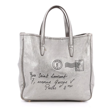 Saint Laurent Y-Mail Tote Leather Small Silver 1975202