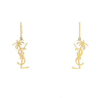 Saint Laurent Monogram Palm Dangle Earrings Metal