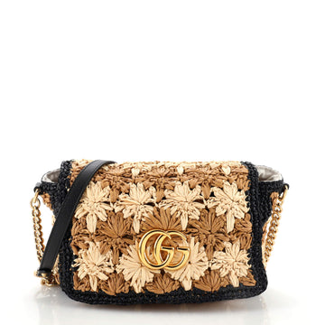 Gucci GG Marmont Flap Bag Raffia Small