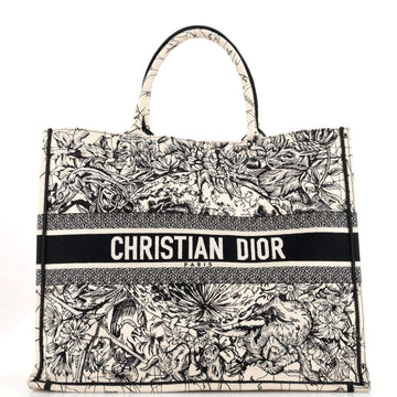 Christian Dior Book Tote Embroidered Canvas Large