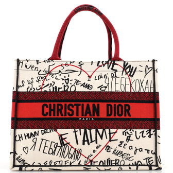 Christian Dior DiorAmour Book Tote Graffiti Printed Canvas Medium