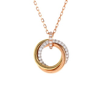 Cartier Trinity Pendant Necklace 18K Tricolor Gold with Pave Diamonds Medium