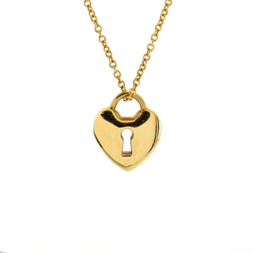 Tiffany & Co. Heart Lock Pendant Necklace 18K Yellow Gold