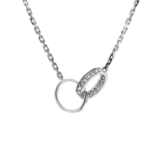 Cartier Love Interlocking Necklace 18K White Gold and Diamonds