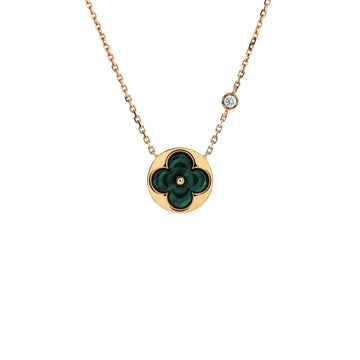 Louis Vuitton Color Blossom BB Sun Pendant Necklace 18K Rose Gold with Malachite and Diamond