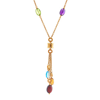 Bvlgari B.Zero1 Lavalier Necklace 18K Yellow Gold with Amethyst, Peridot, Citrine, Garnet, and Blue Topaz