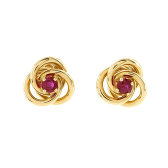 Tiffany & Co. Love Knot Stud Earrings 18K Yellow Gold with Rubies