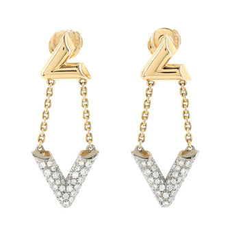 LV Volt Upside Down Earrings 18K White Gold and 18K Yellow Gold with  Diamonds