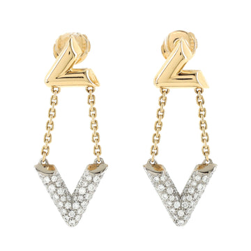 Louis Vuitton LV Volt Upside Down Earrings 18K White Gold and 18K Yellow Gold with Diamonds