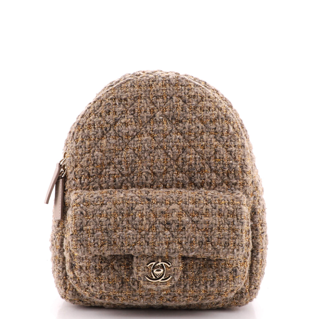 channel mini backpack Chanel CC Pocket Backpack Quilted Tweed Mini 197626