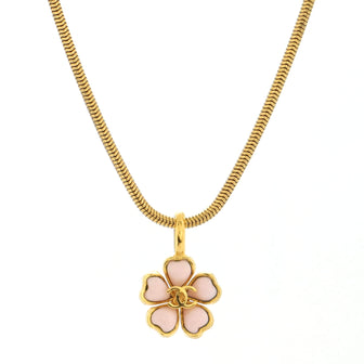 Chanel Vintage Cherry Blossom Pendant Necklace Metal with Enamel