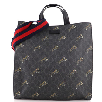Gucci Convertible Soft Open Tote Bengal Print GG Coated Canvas Tall