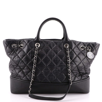Chanel Coco Drawstring Shopping Tote Quilted Calfskin with Caviar Large