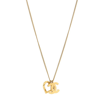 Chanel CC Open Heart Pendant Necklace Metal