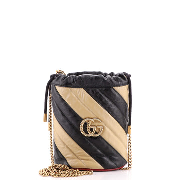 Gucci GG Marmont Bucket Bag Diagonal Quilted Leather Mini