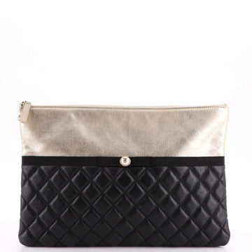 Chanel Pearl O Case Clutch Quilted Lambskin and Calfskin Large